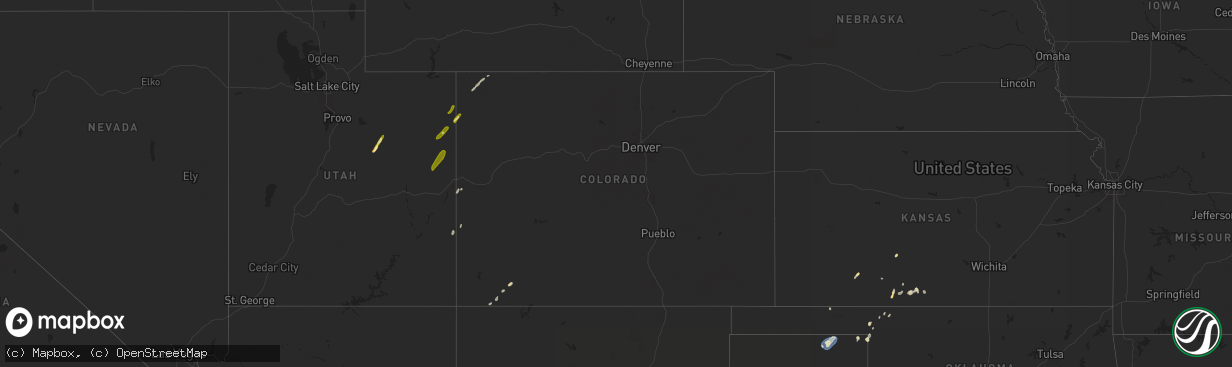 Hail map in Colorado on August 25, 2024