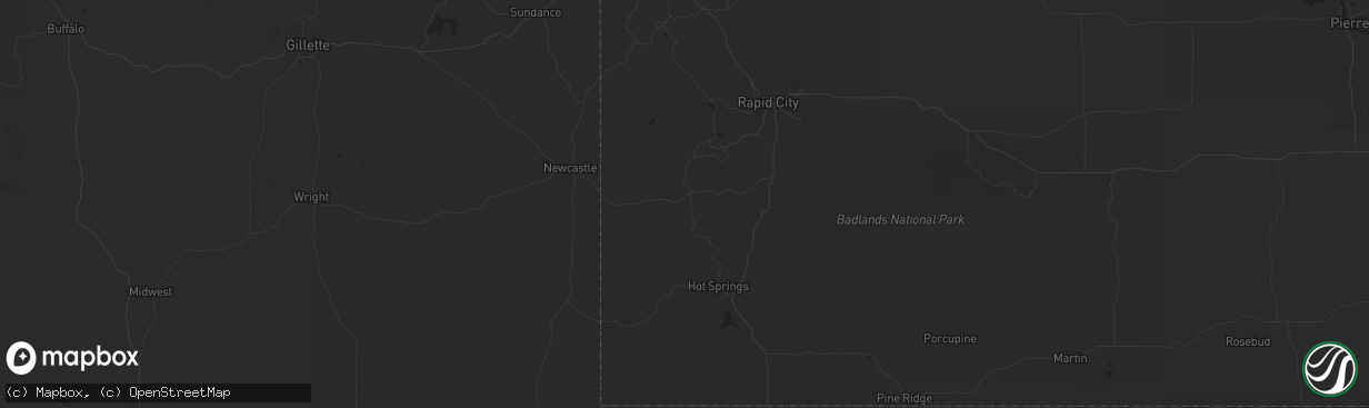 Hail map in Custer, SD on August 25, 2024