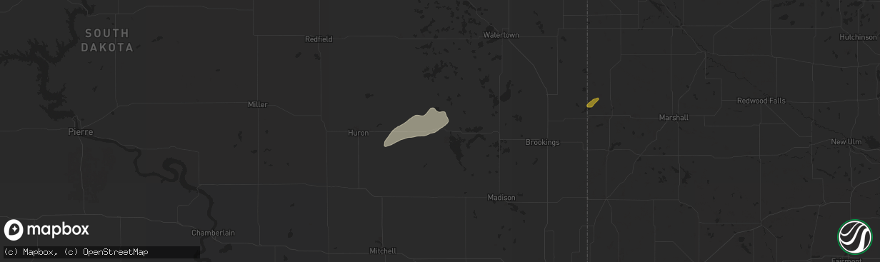 Hail map in De Smet, SD on August 25, 2024