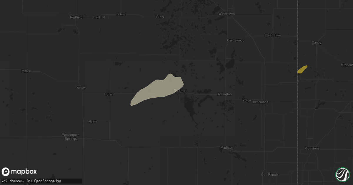 Hail map in De Smet, SD on August 25, 2024