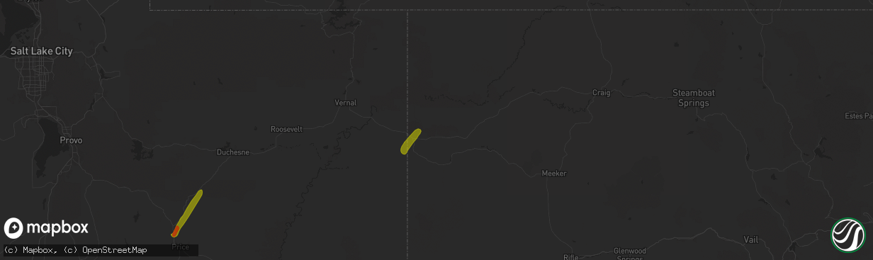 Hail map in Dinosaur, CO on August 25, 2024