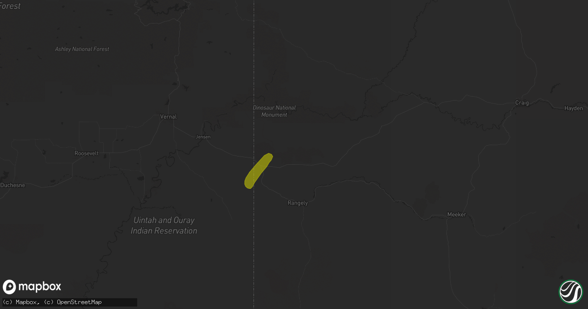 Hail map in Dinosaur, CO on August 25, 2024