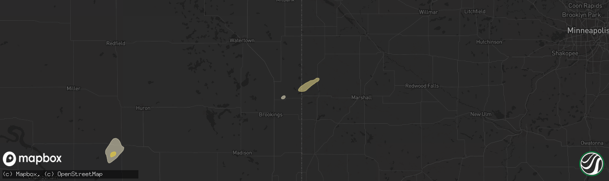 Hail map in Hendricks, MN on August 25, 2024