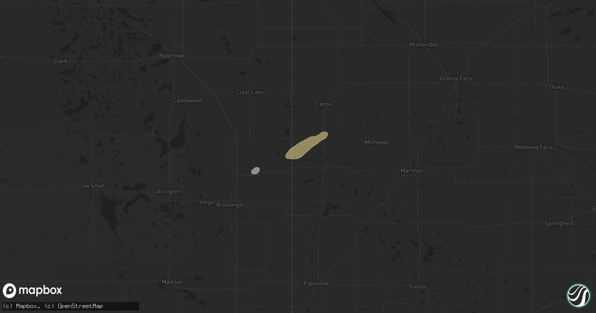 Hail map in Hendricks, MN on August 25, 2024