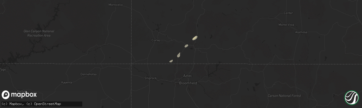 Hail map in Hesperus, CO on August 25, 2024