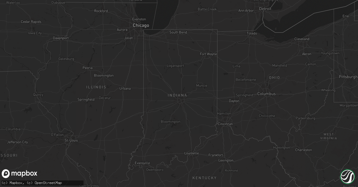 Hail map in Indiana on August 25, 2024