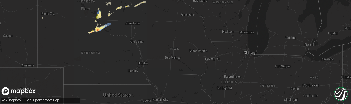 Hail map in Iowa on August 25, 2024