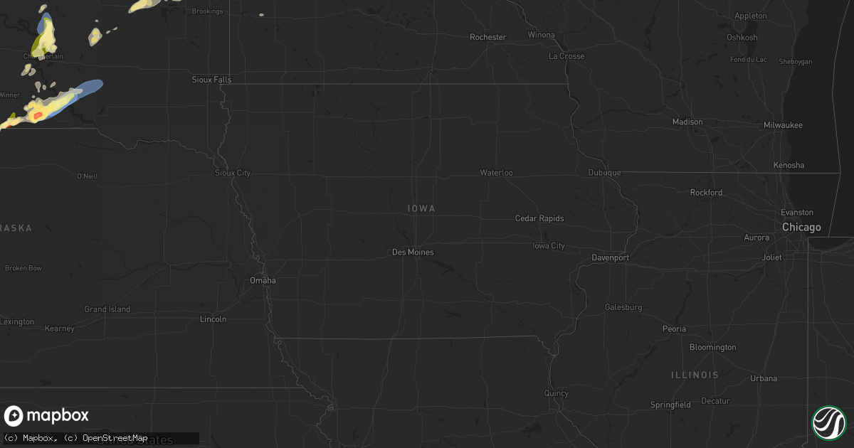Hail map in Iowa on August 25, 2024