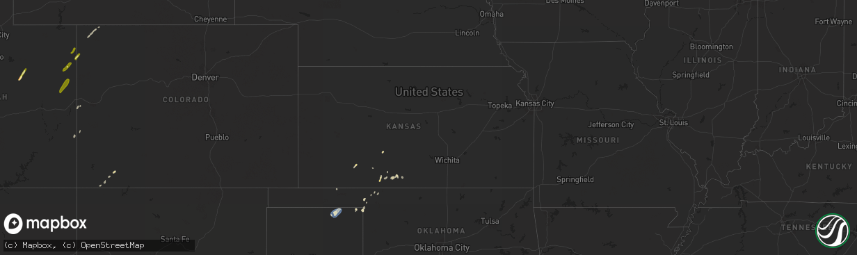 Hail map in Kansas on August 25, 2024