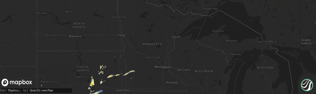 Hail map in Minnesota on August 25, 2024