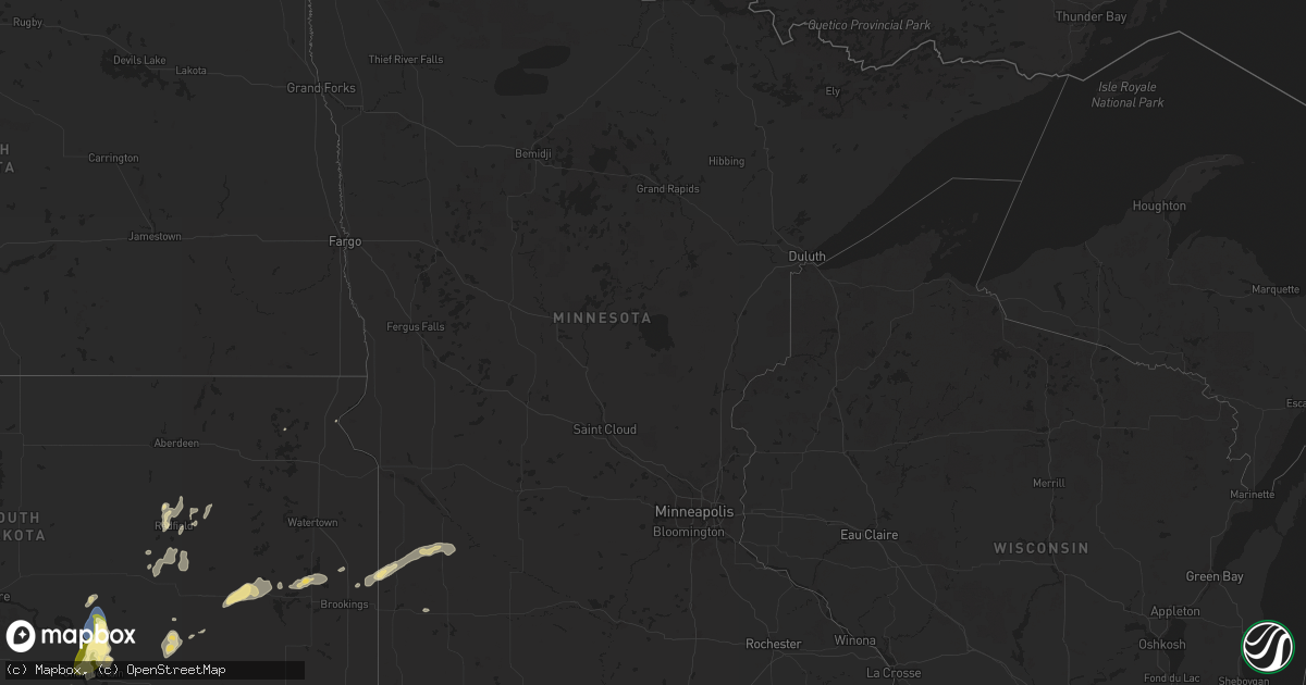 Hail map in Minnesota on August 25, 2024
