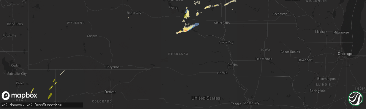 Hail map in Nebraska on August 25, 2024