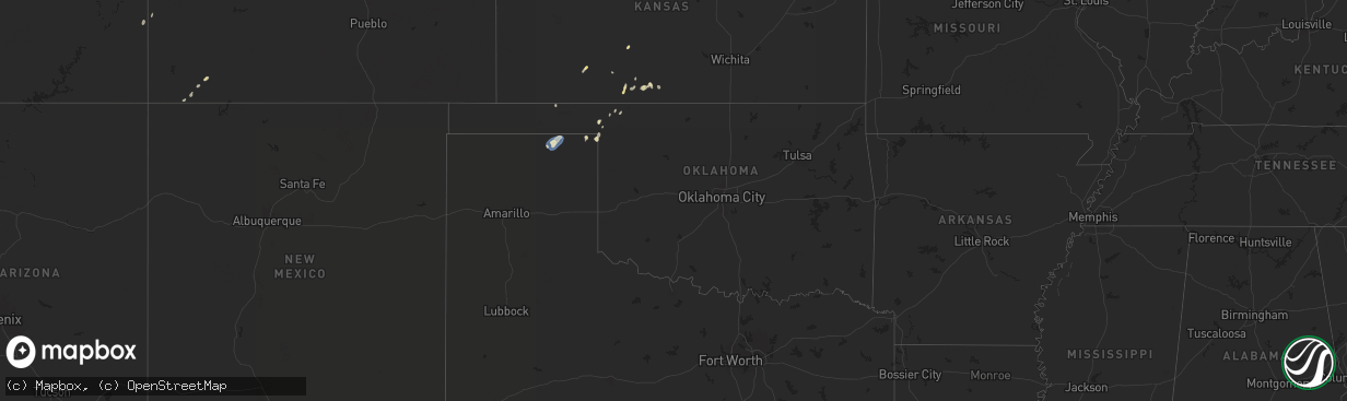 Hail map in Oklahoma on August 25, 2024