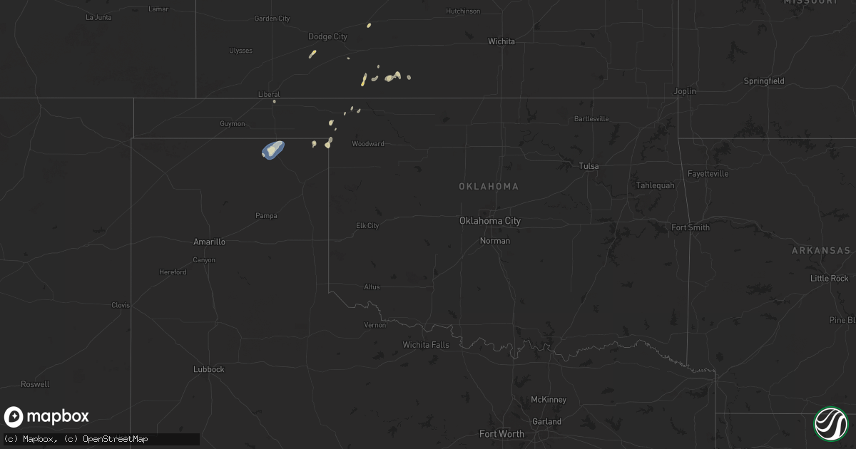 Hail map in Oklahoma on August 25, 2024
