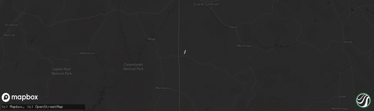 Hail map in Paradox, CO on August 25, 2024