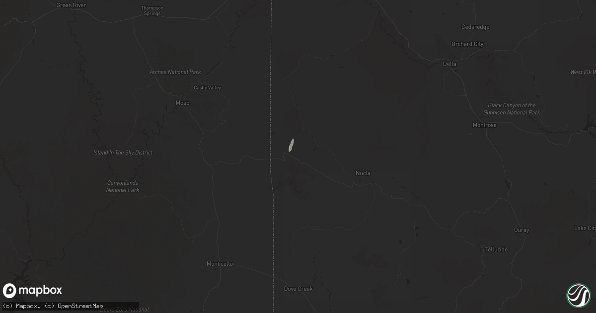 Hail map in Paradox, CO on August 25, 2024