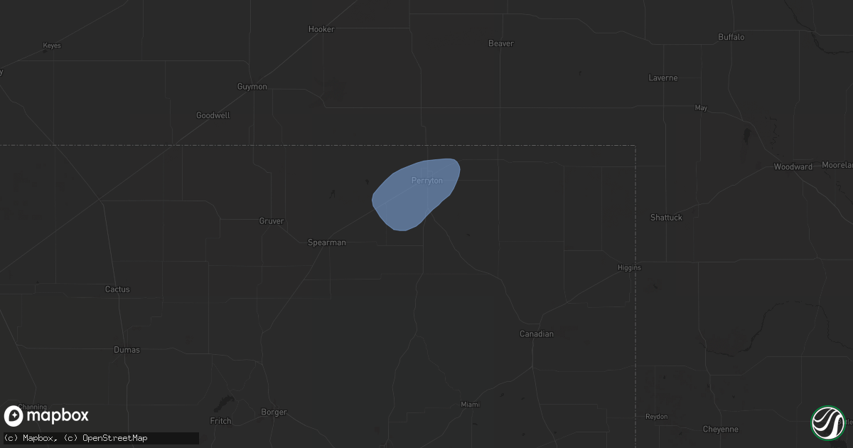 Hail map in Perryton, TX on August 25, 2024