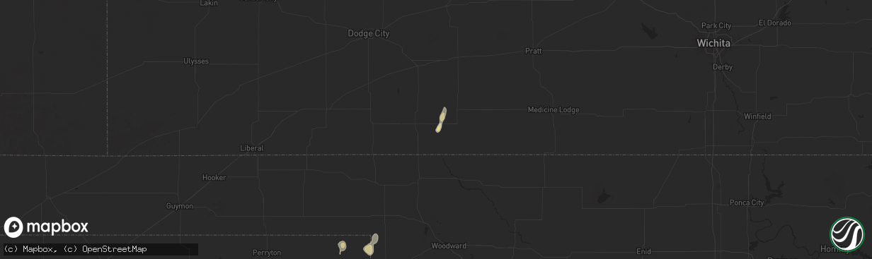 Hail map in Protection, KS on August 25, 2024