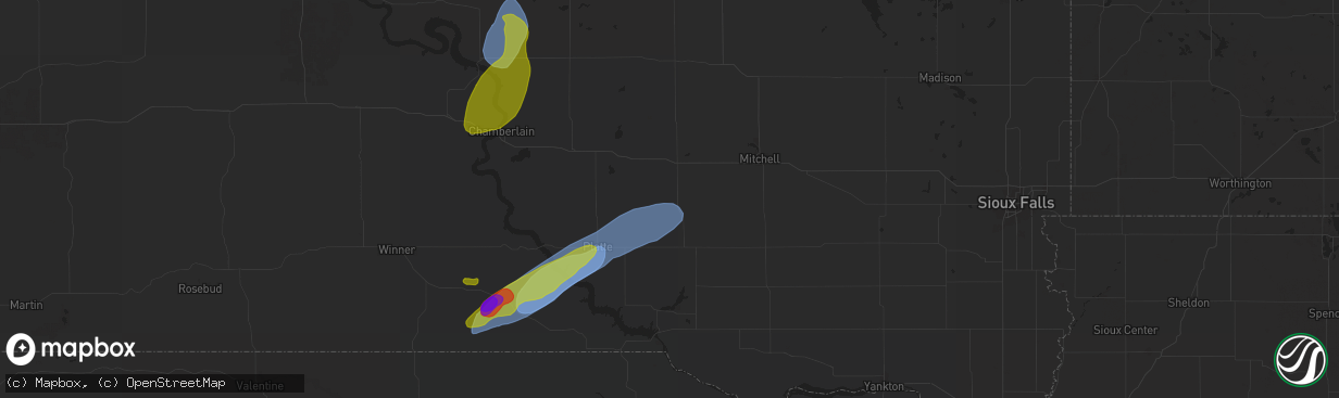 Hail map in Stickney, SD on August 25, 2024