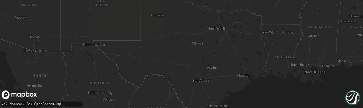 Hail map in Texas on August 25, 2024