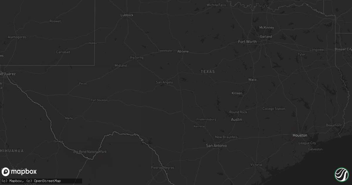 Hail map in Texas on August 25, 2024