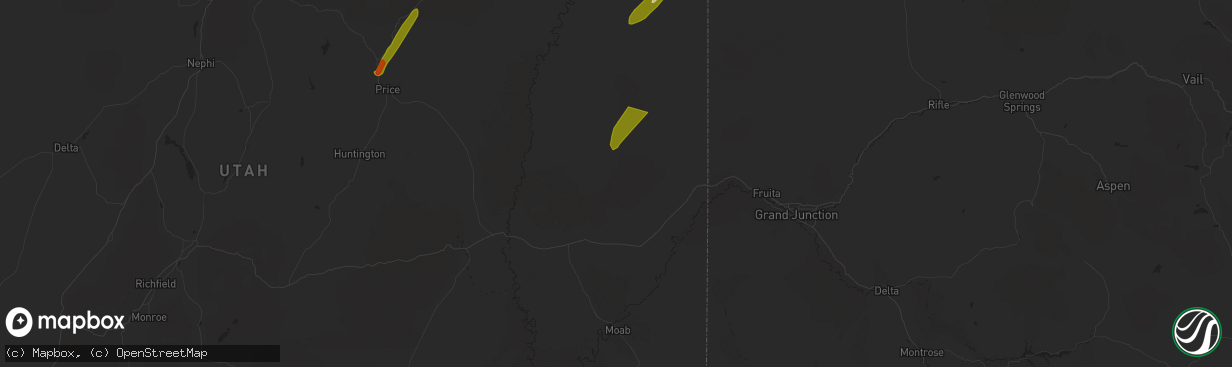 Hail map in Thompson, UT on August 25, 2024