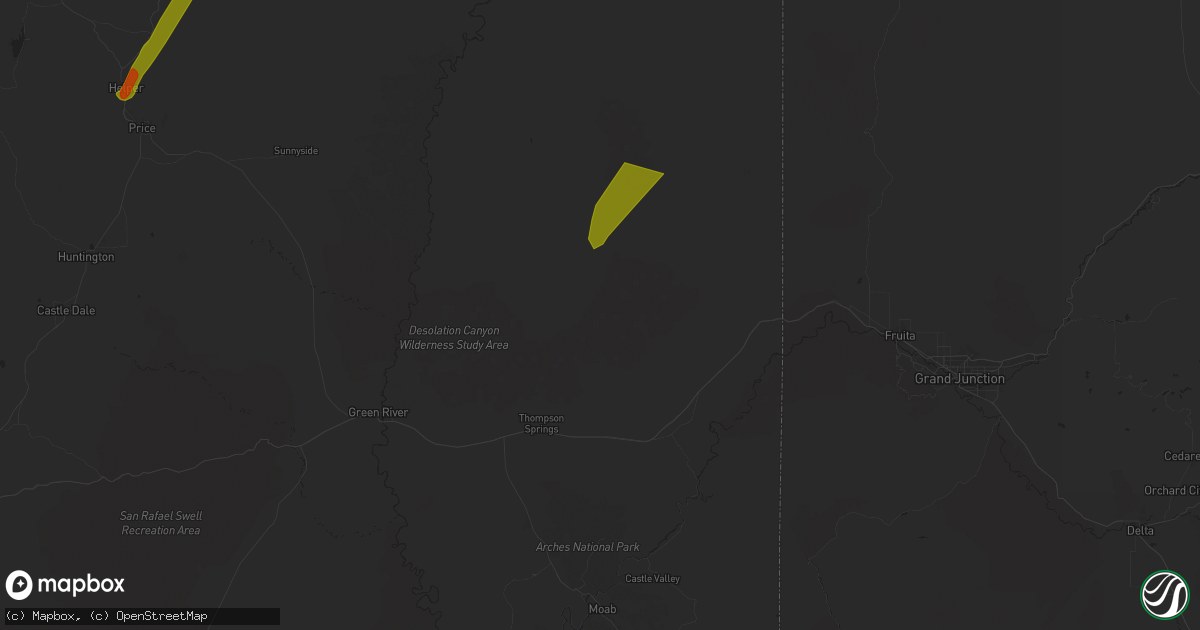 Hail map in Thompson, UT on August 25, 2024