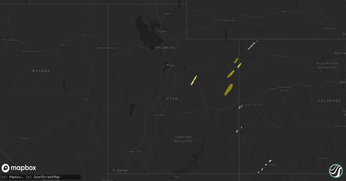 Hail map in Utah on August 25, 2024