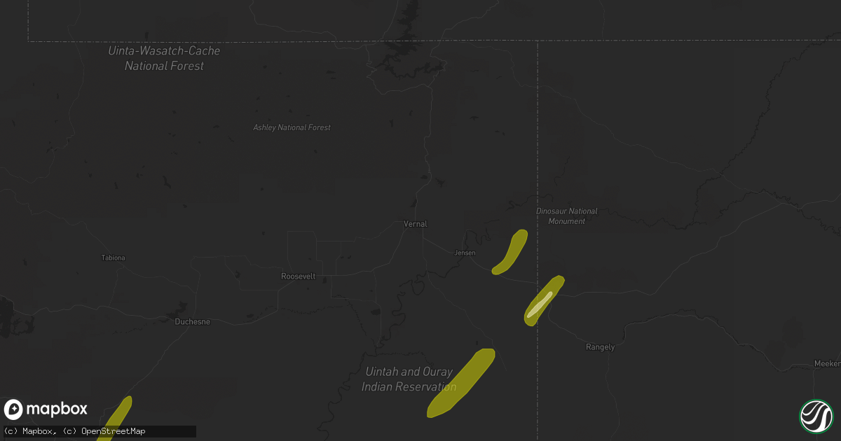 Hail map in Vernal, UT on August 25, 2024