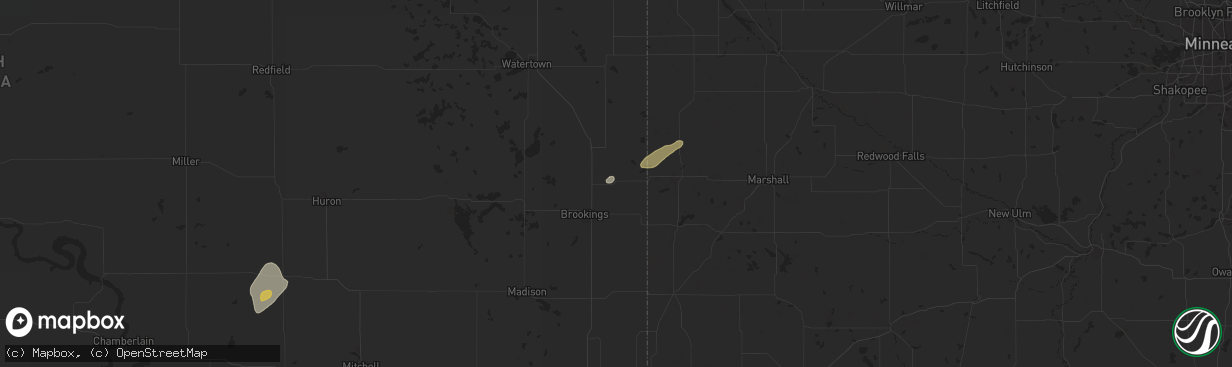 Hail map in White, SD on August 25, 2024