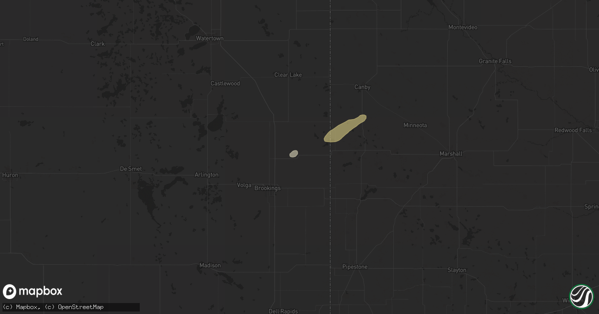 Hail map in White, SD on August 25, 2024