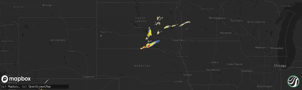 Hail map on August 25, 2024