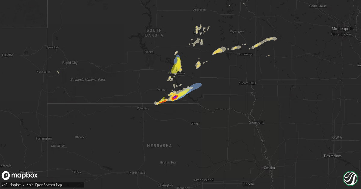 Hail map on August 25, 2024