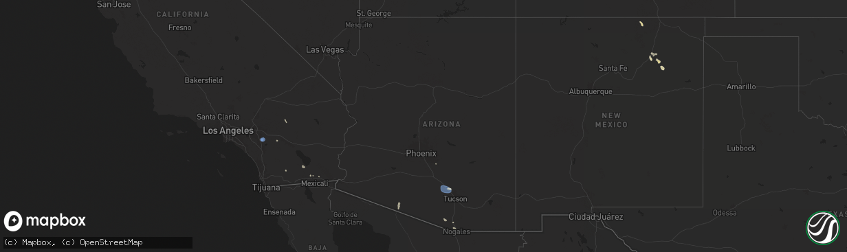Hail map in Arizona on August 25, 2025
