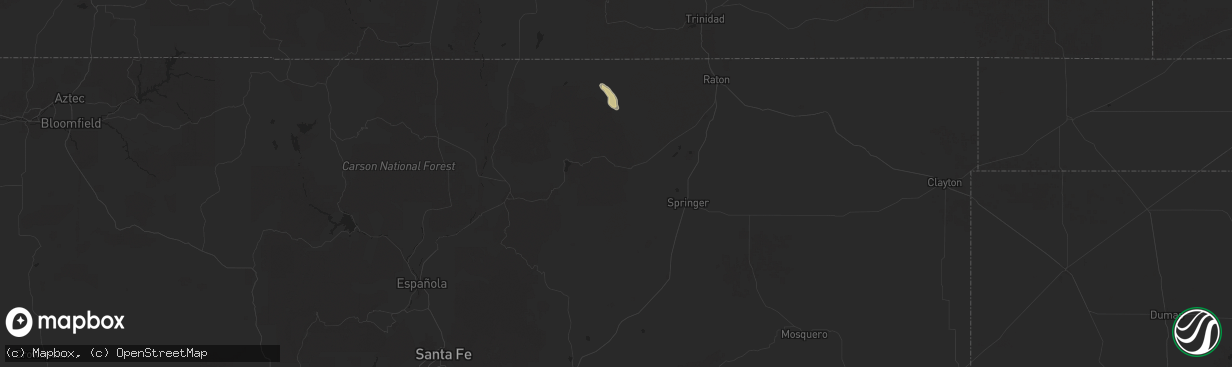 Hail map in Cimarron, NM on August 25, 2025