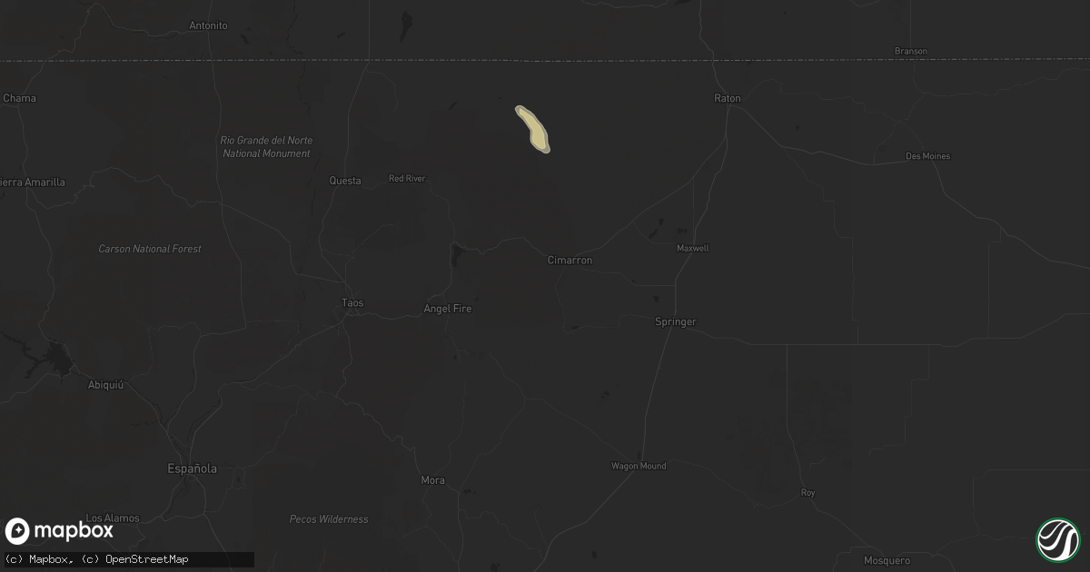 Hail map in Cimarron, NM on August 25, 2025