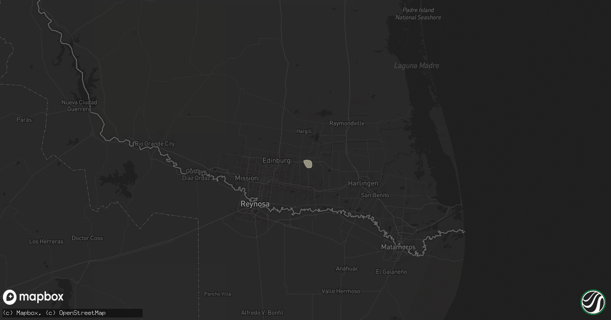 Hail map in Elsa, TX on August 25, 2025