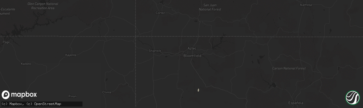 Hail map in Farmington, NM on August 25, 2025