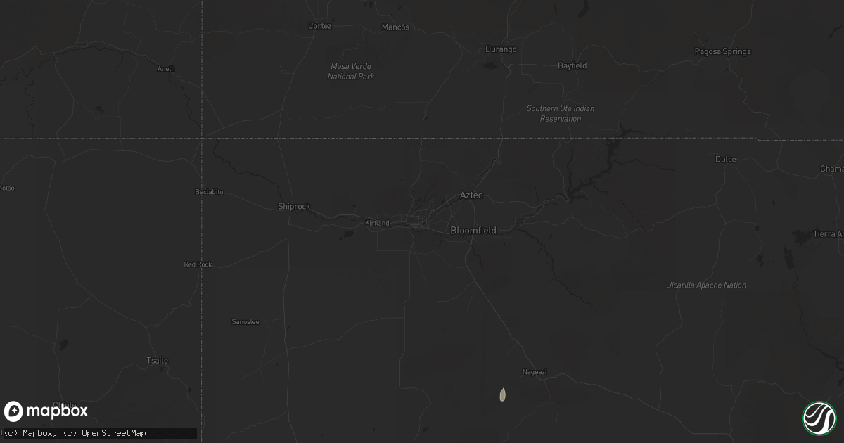 Hail map in Farmington, NM on August 25, 2025