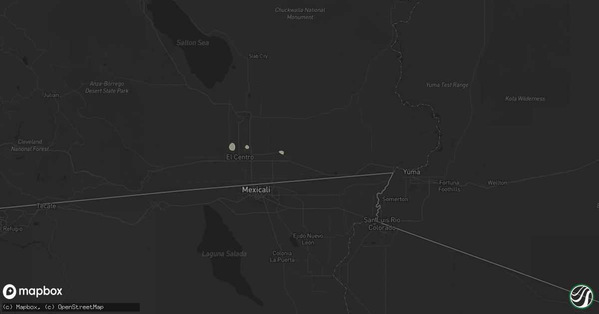 Hail map in Holtville, CA on August 25, 2025