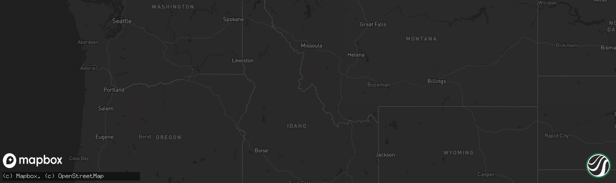 Hail map in Idaho on August 25, 2025