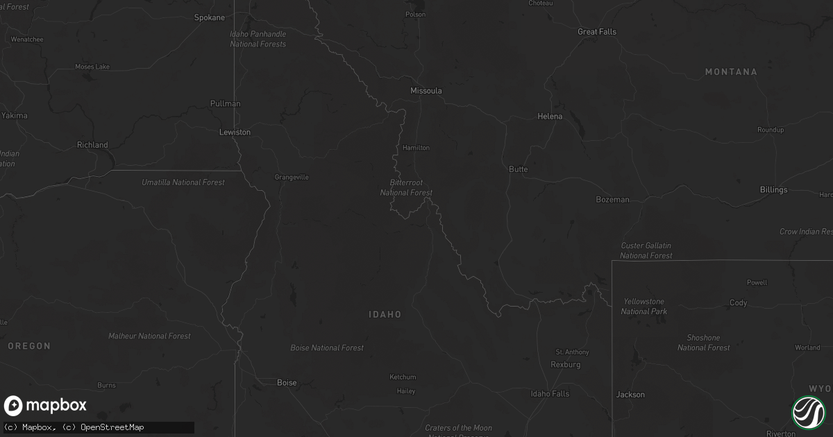 Hail map in Idaho on August 25, 2025