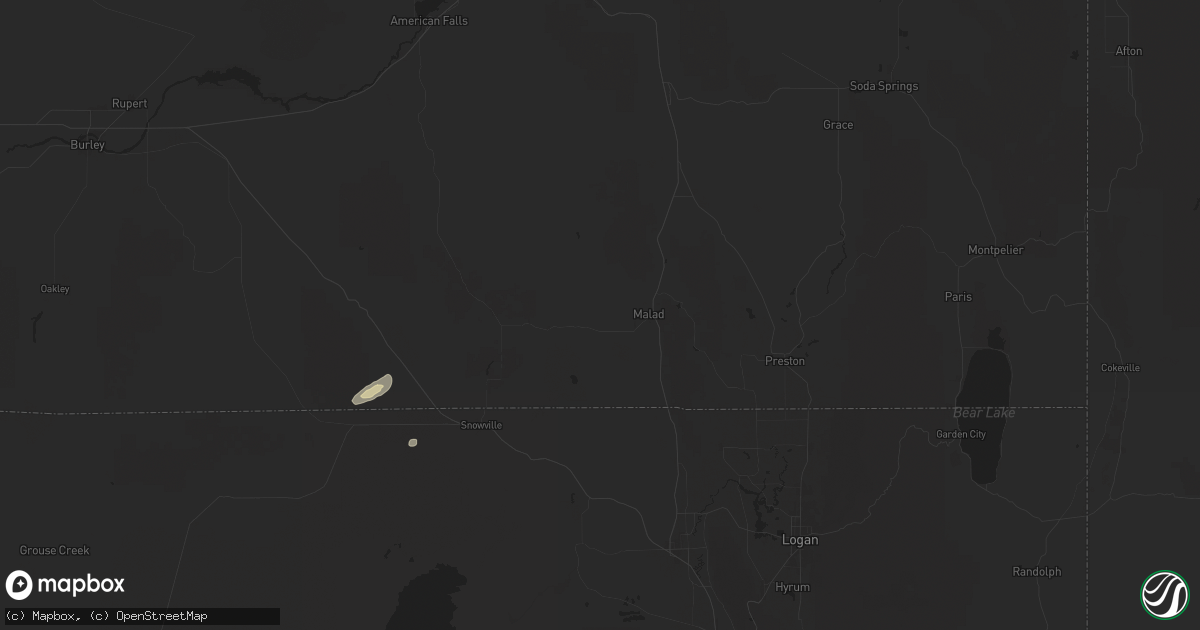 Hail map in Malad City, ID on August 25, 2025