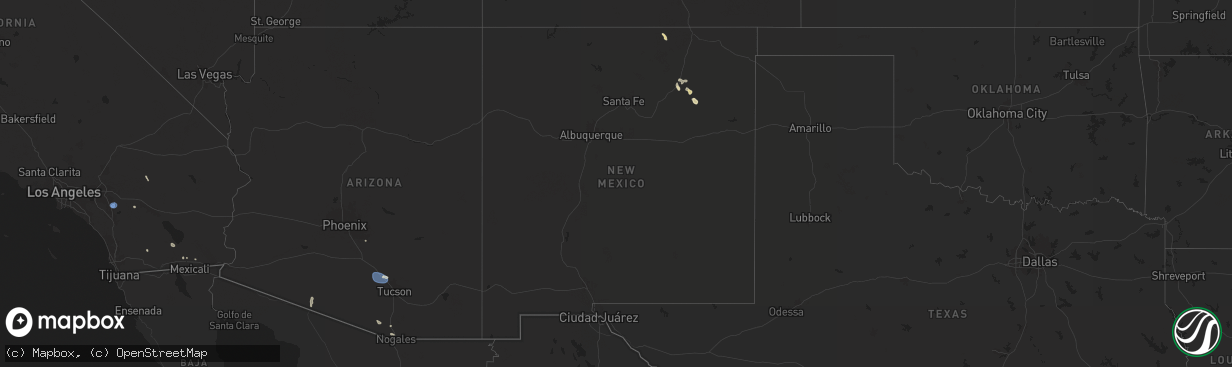 Hail map in New Mexico on August 25, 2025