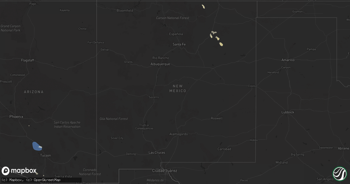 Hail map in New Mexico on August 25, 2025