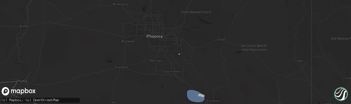 Hail map in Queen Creek, AZ on August 25, 2025