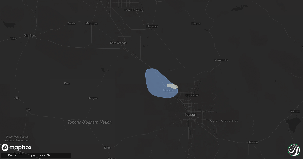 Hail map in Red Rock, AZ on August 25, 2025