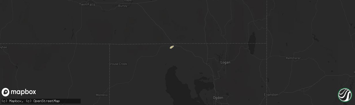 Hail map in Snowville, UT on August 25, 2025