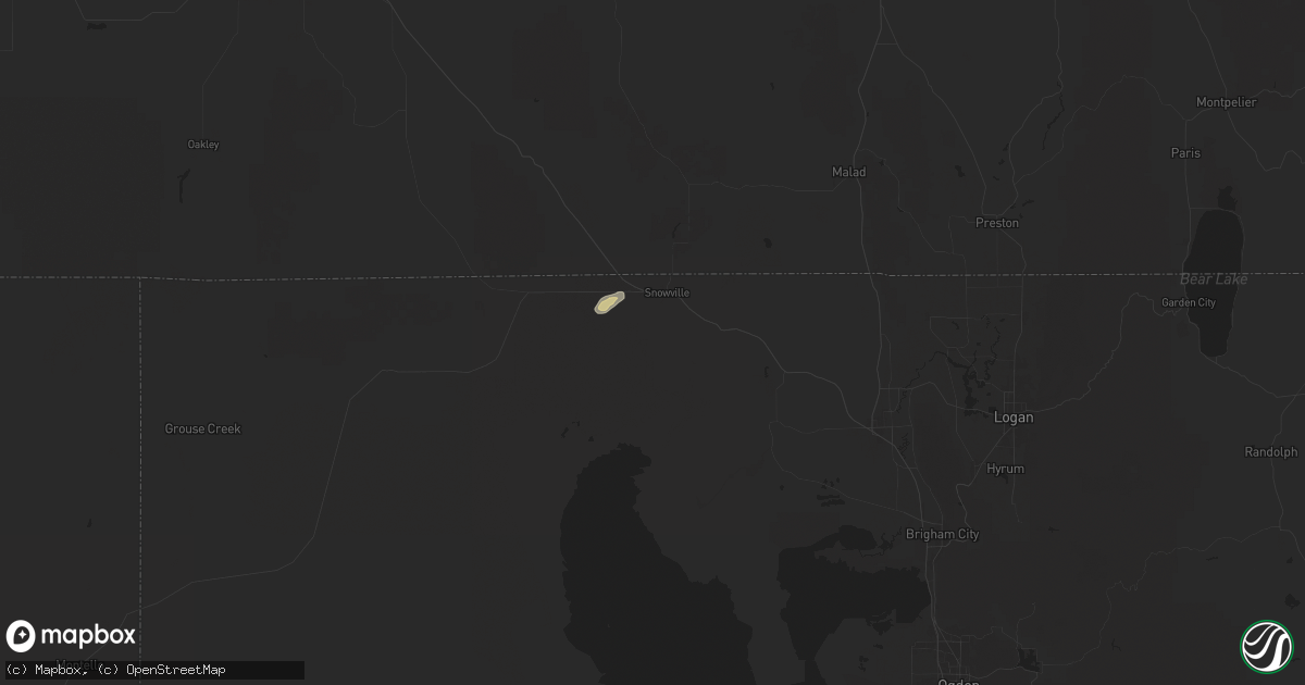 Hail map in Snowville, UT on August 25, 2025