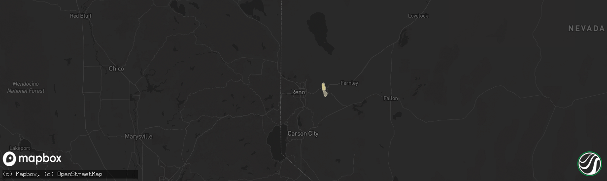 Hail map in Sparks, NV on August 25, 2025